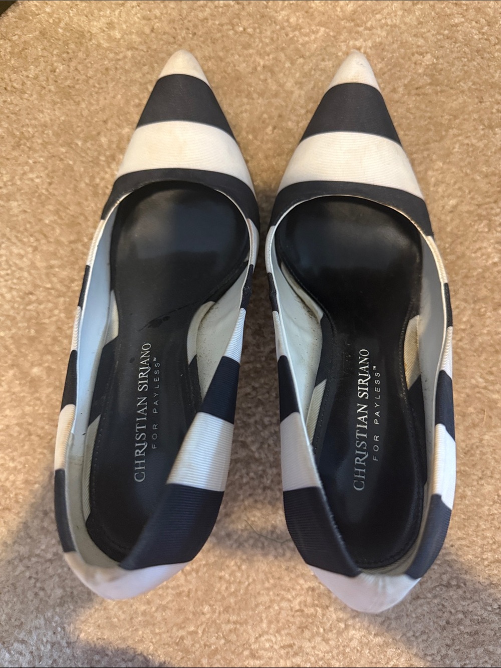 Christian Siriano Navy & White Striped Pointed-Toe Flats
